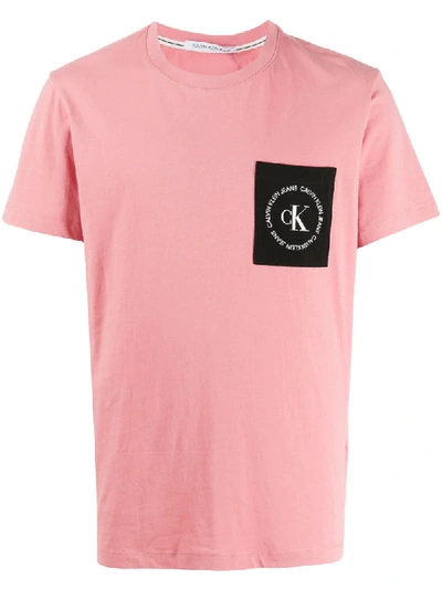 Calvin Klein Jeans Est.1978 Patch-pocket Crew Neck T-shirt In Pink