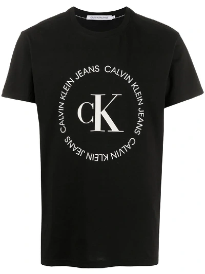 Calvin Klein Jeans Est.1978 Mono-print Crew Neck T-shirt In Black