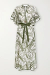 ZIMMERMANN EMPIRE BELTED RUFFLED PRINTED COTTON-VOILE MIDI DRESS