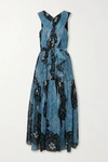 Ulla Johnson Adora Printed Fil Coupé Silk-chiffon Midi Dress In Blue