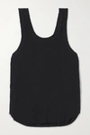 BASSIKE ORGANIC COTTON-TRIMMED FRAYED LINEN-JERSEY TANK