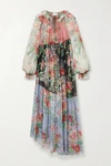 ZIMMERMANN BELLITUDE PATCHWORK FLORAL-PRINT SILK-GEORGETTE MAXI DRESS