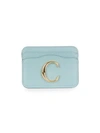 Chloé The C Leather Cardholder In Faded Blue
