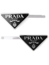 Prada Set Of 2 Logo Hair Clips In Black