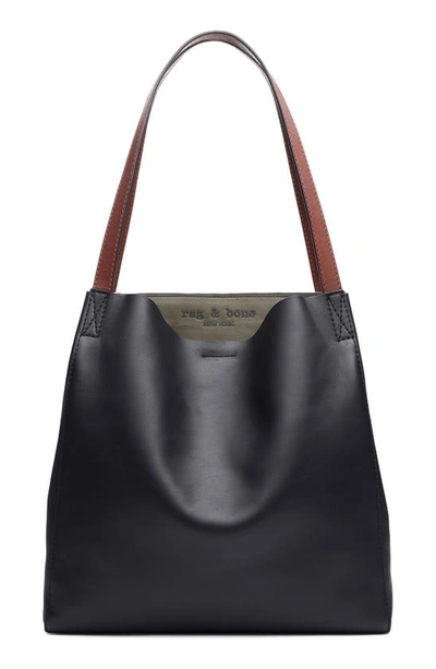 Rag & Bone Passenger Leather Tote In Black Olive