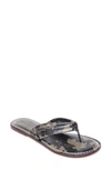 Bernardo Miami Two Strap Thong Sandals In Camo Antique Calf Leather