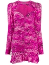 ALESSANDRA RICH RUCHED FLORAL PRINT DRESS,15191135