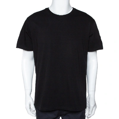 Pre-owned Givenchy Black Cotton Logo Tape Sleeve Detail Crew Neck T Shirt L