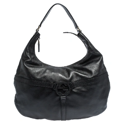 Pre-owned Gucci Black Leather Reins Hobo