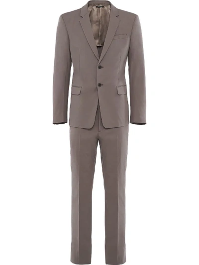 Prada Stretch Poplin Suit In Brown