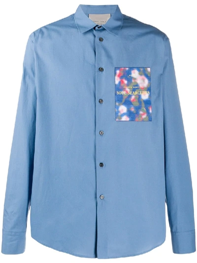 Frankie Morello Floral Logo Patch Shirt In Blue