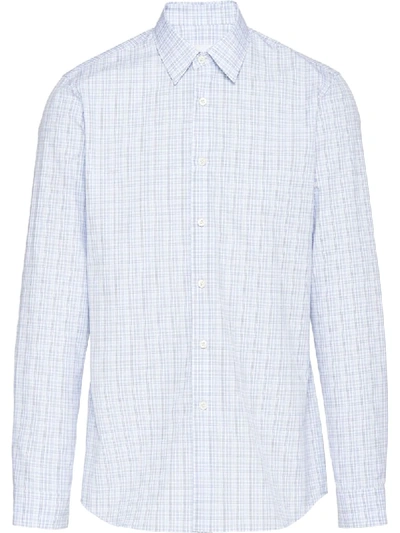 Prada Checkered Buttoned Shirt In Blue