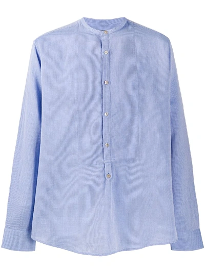 The Gigi Textured Bib Shirt In Blue