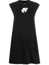 COURRÈGES EMBROIDERED FLARED MINI DRESS