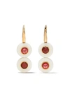 FRANCESCA VILLA 18KT ROSE GOLD VINTAGE BONE GARNET DOUBLE DROP EARRINGS