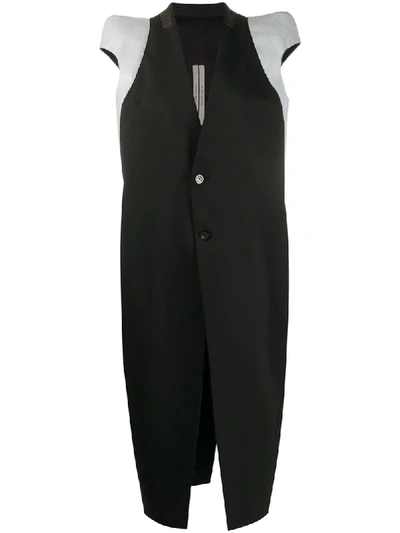 Rick Owens Structured Shoulder Longline Waistcoat In Black