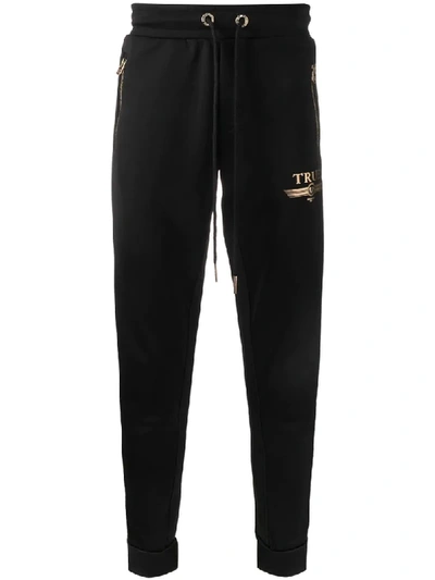 True Religion Tapered Track Trousers In Black