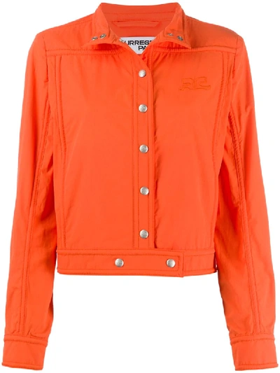 Courrèges Single-breasted Fitted Jacket In Orange