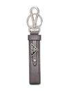 Prada Saffiano Leather Loop Keyring In Grey