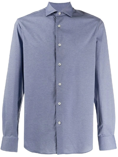Traiano Milano Spread-collar Long Sleeved Shirt In Blue