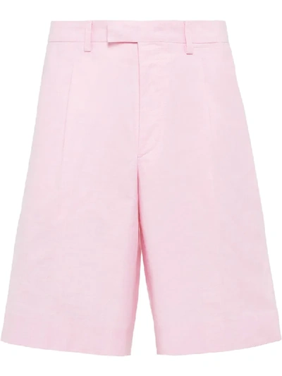 Prada Oxford Bermuda Shorts In Pink