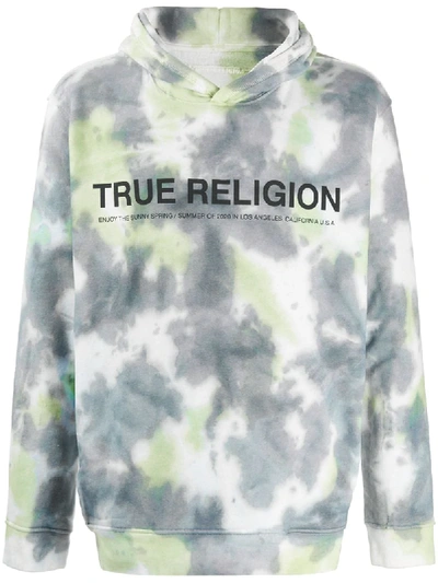 True Religion Tie-dye Print Hoodie In White