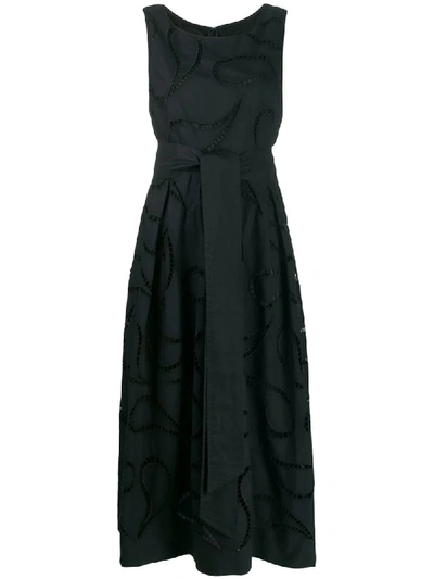 Escada Embroidered A-line Dress In Black