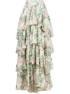 GIAMBATTISTA VALLI RUFFLED FLORAL-PRINT SILK SKIRT