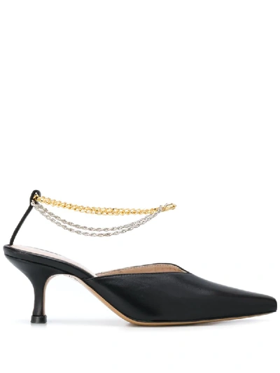 Kalda Black Ara 55 Ankle Chain Leather Mules