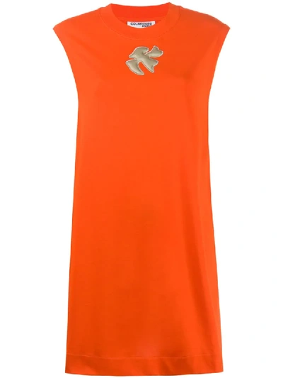 Courrèges Embroidered Flared Mini Dress In Orange