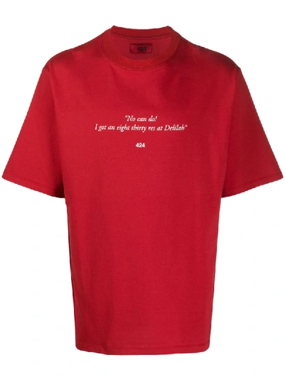 424 Slogan Print T-shirt In Red