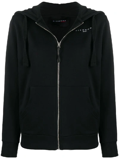 John Richmond Zip-up Logo Hoodie In Black