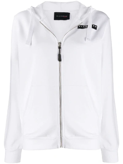 John Richmond Zip-up Logo Hoodie In White