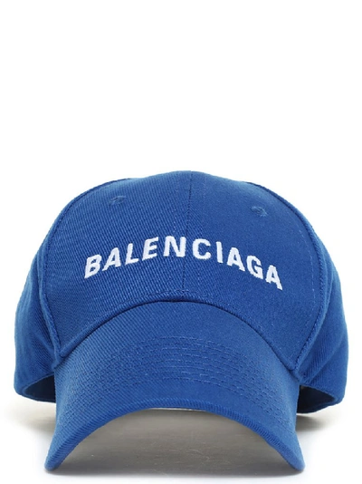 Balenciaga Embroidered Logo Baseball Cap In Blue