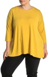 T Tahari High/low Hem 3/4 Sleeve Top (plus Size) In Gold Ray