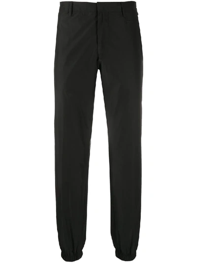 Prada Drawstring-waist Tapered Trousers In Black