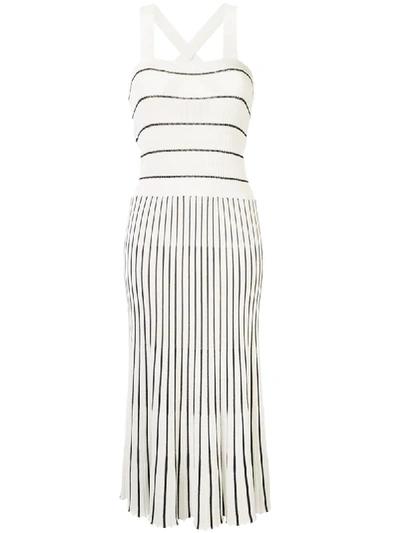 Alexis Knitted Striped Pattern Dress In White