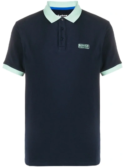 Barbour Logo Print Polo Shirt In Blue