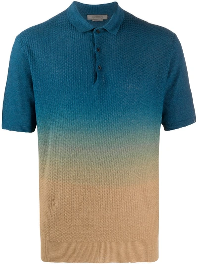 Corneliani Gradient-effect Polo Shirt In Blue
