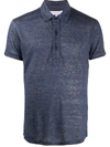 Orlebar Brown Short-sleeved Linen Polo Shirt In Blue
