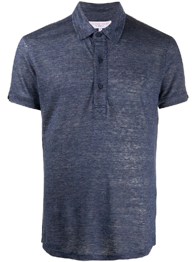 Orlebar Brown Short-sleeved Linen Polo Shirt In Classic Blue