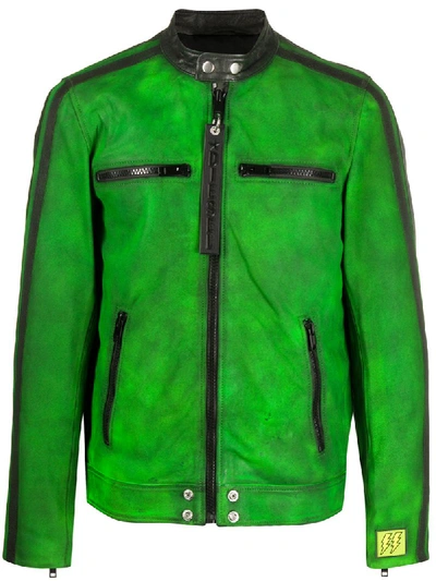 Diesel Dirty Effect Biker Jacket In Green