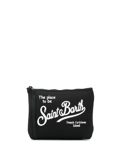 Mc2 Saint Barth Logo Printed Wash Bag In Black