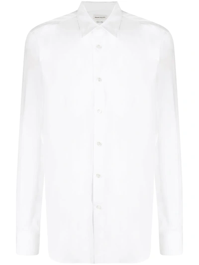 Alexander Mcqueen Piped-trim Collar Poplin Shirt In White