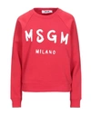 Msgm Sweatshirt With Brushed Logo Print In Red