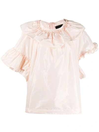 Simone Rocha Ruffled Trim Asymmetric Blouse In Pink