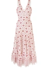 ALEXIS LINEN EYELET DETAIL MIDI DRESS