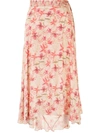 Alexis Leaf Print Midi Skirt In Multicolour