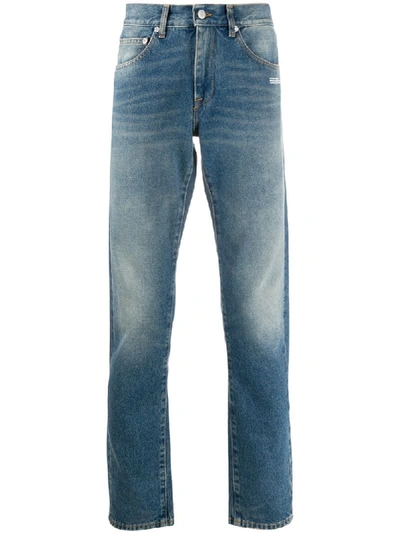 OFF-WHITE MID-RISE STRAIGHT-LEG JEANS 