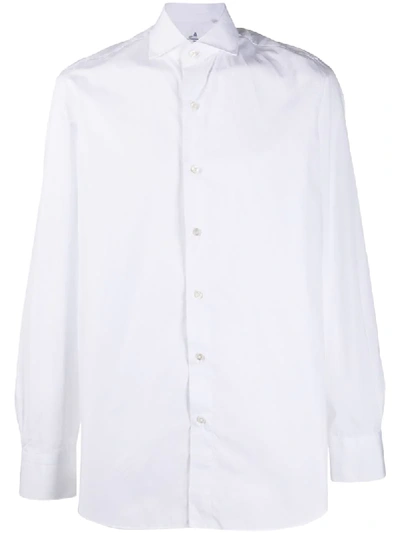 Finamore 1925 Napoli Curved-hem Long-sleeved Shirt In White